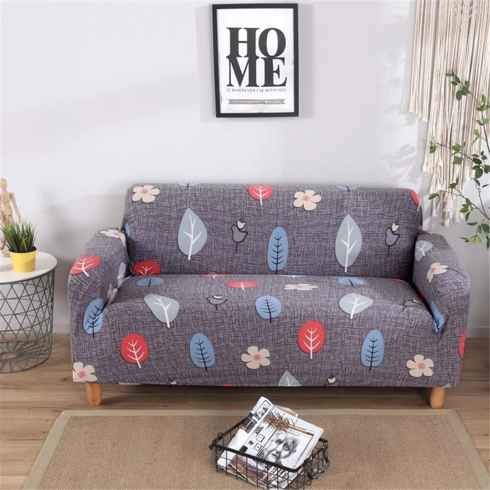 

Fashion Leaves Slipcovers Anti-slip Elastic Sofa Cover for Living Room Couch Cover Furniture Protector Sofa Towel 1/2/3/4-Seater