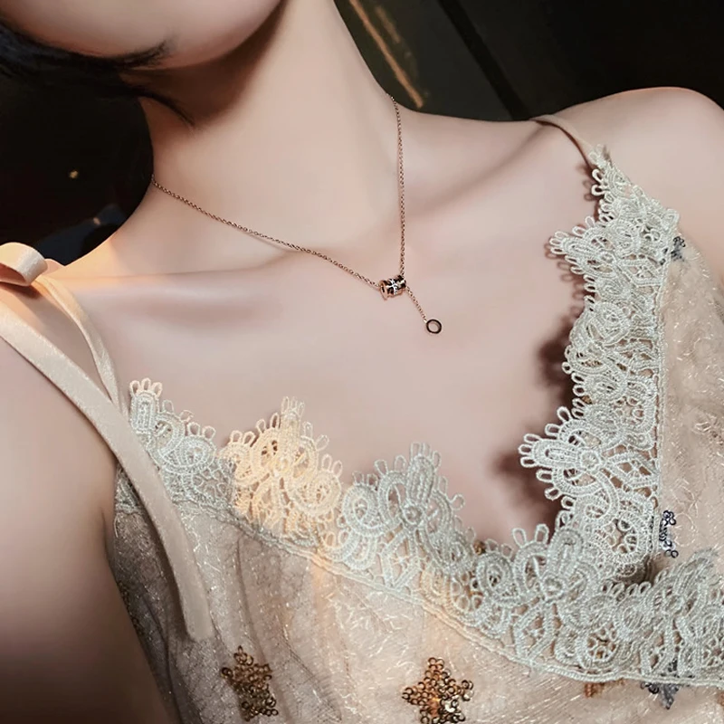 Ожерелье из нержавеющей стали 316L колье розового золота цепочка в римском стиле