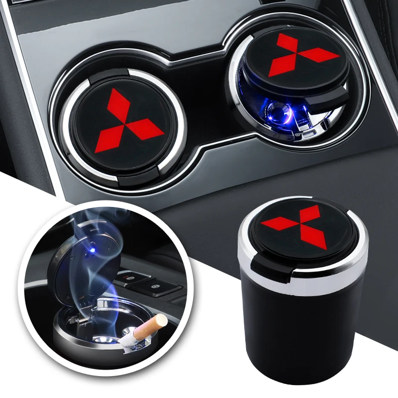 

Auto Styling LED Light Car Ashtray Alloy Flame Retardant Cigarette Holder Box For Mitsubishi Outlander ASX Lancer EX Pajero L200