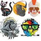 Наклейки с животнымильвом в стиле панк, термонаклейки для одежды в стиле панкчерепа, термонаклейки для футболок