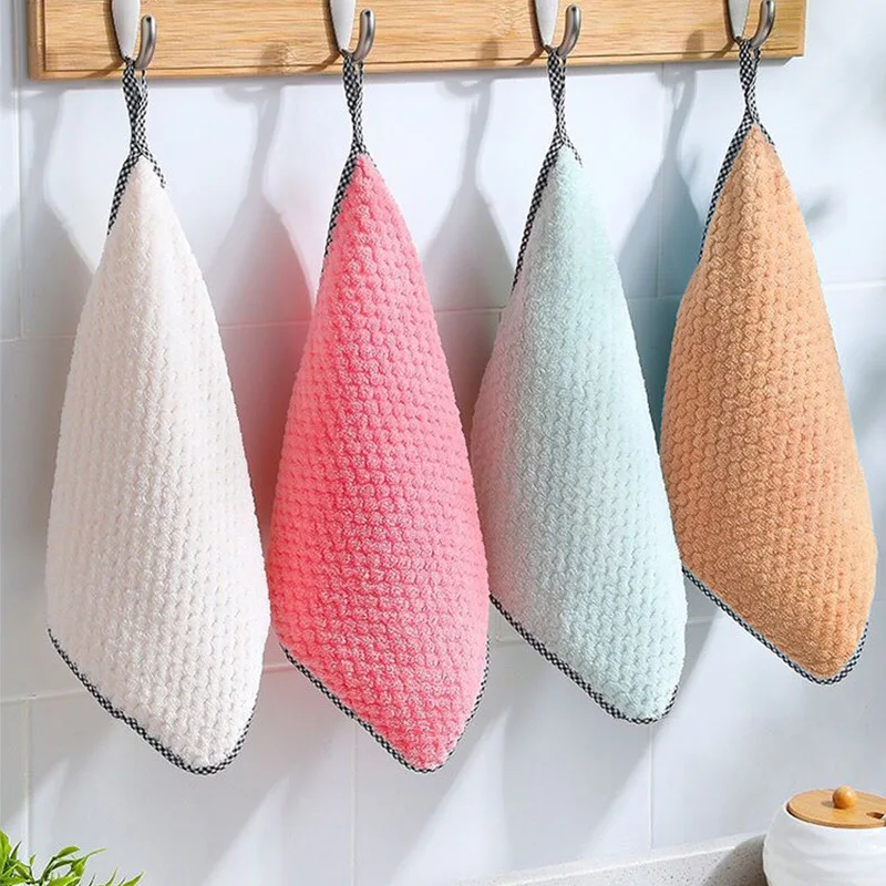 

5Pcs Kitchen daily dish towel dish cloth kitchen rag non-stick oil thickened table cleaning cloth absorbent scouring pad Gadgets