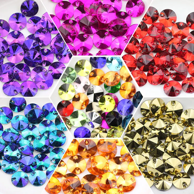 Description Picture 5 of itemRivoli Sew on rhinestones round beads Glass Crystal AB sewing rhinestone appliques DIY sewing crystal Rhinestones for needlework