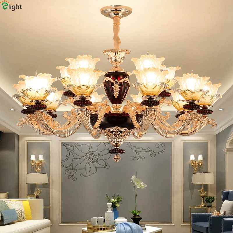 Блеск цинковый сплав Led подвесные люстры светильник s красный Стекло