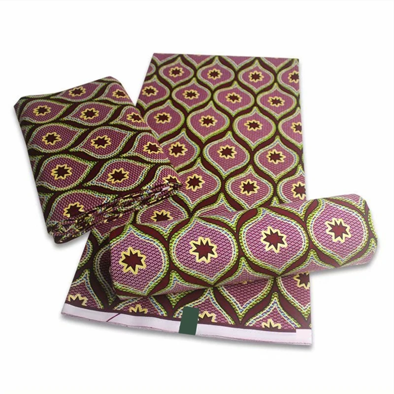 

Hot Sale Gold Wax African Fabric Wax High Quality Real Wax 100% Cotton 6 Yards African Print Gold Powder Wax For Big Occasion