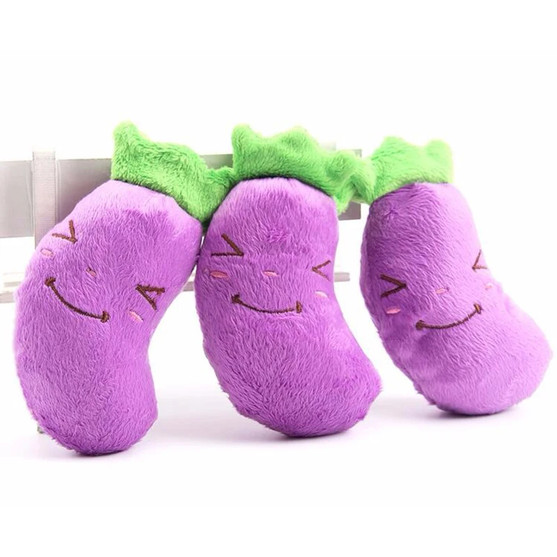 Новый Баклажан Форма плюшевые собаки скрипучий игрушки забавная модель из