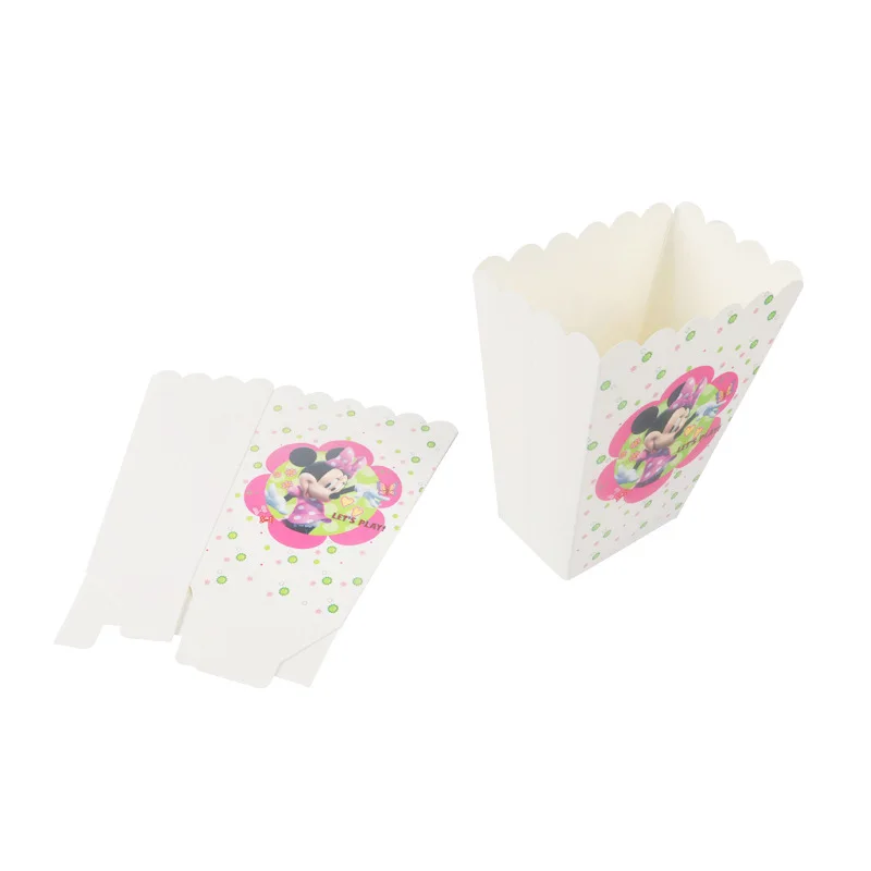 Popcorn box 6Pcs Минни Маус День Рождения украшения поставки бумажные тарелки чашки салфетки баннер Pinata соломы одноразовые посуда для душа ребенка - Цвет: Popcorn box 6Pcs