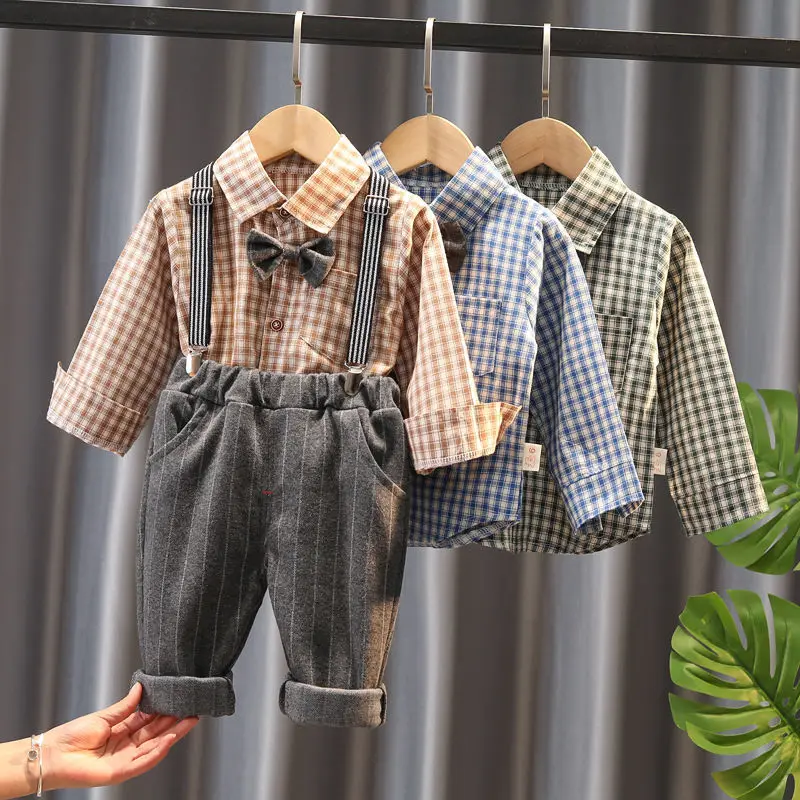 

2021 baby boys set Newborn clothing sets bodysuit+overall outfits & set gentleman gentleman birthday gift for spring autumn