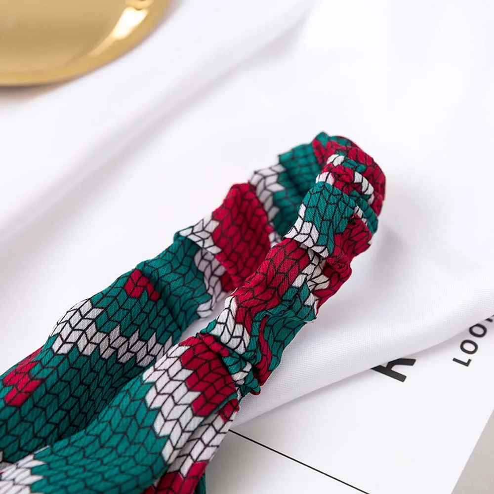 Повязка для волос женская с принтом мягкая эластичная лента узлом винтажный