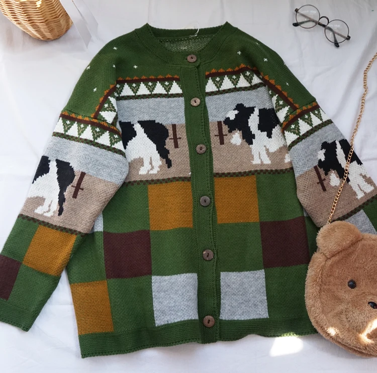 Женский жаккардовый свитер в стиле Ретро| |