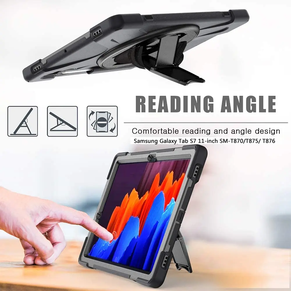 case for samsung galaxy tab s7 11plus 12 4fe s6 10 5lite 10 4heavy duty shockproof kid cover kickstand handle shoulder strap free global shipping