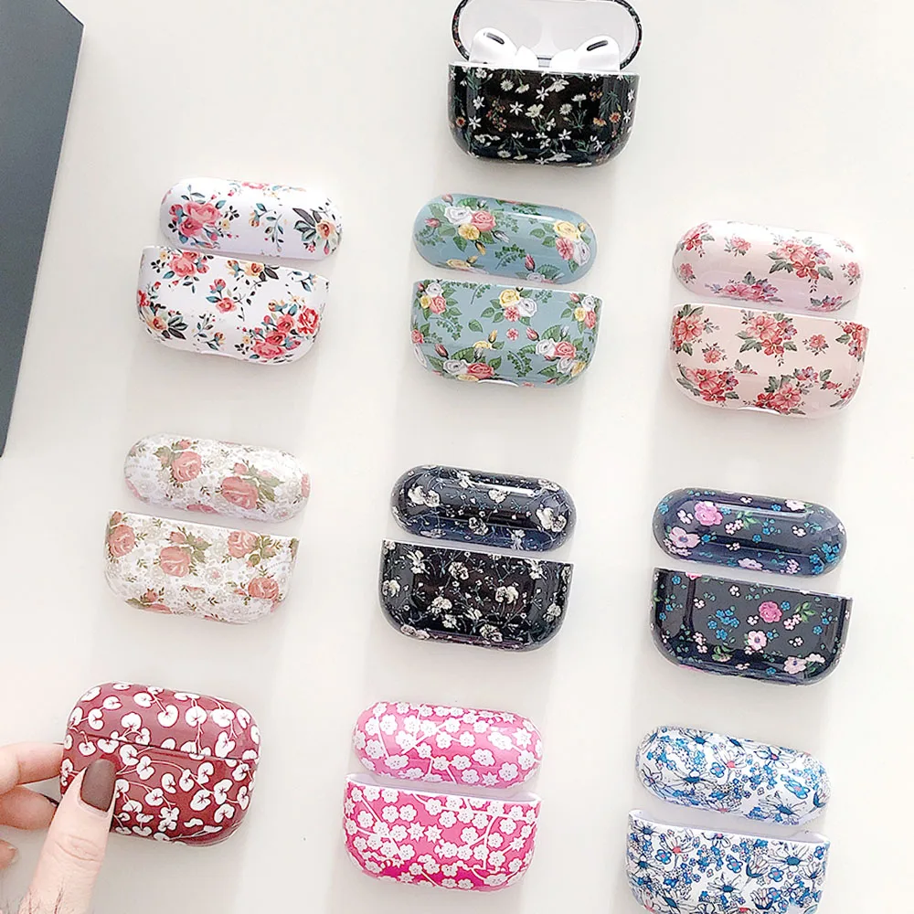 

Luxury Cute Case For AirPods Pro Cases Flowers Hard PC Glossy Floral Protective Cover for AirPod Air Pods 3 Earphone Accessories