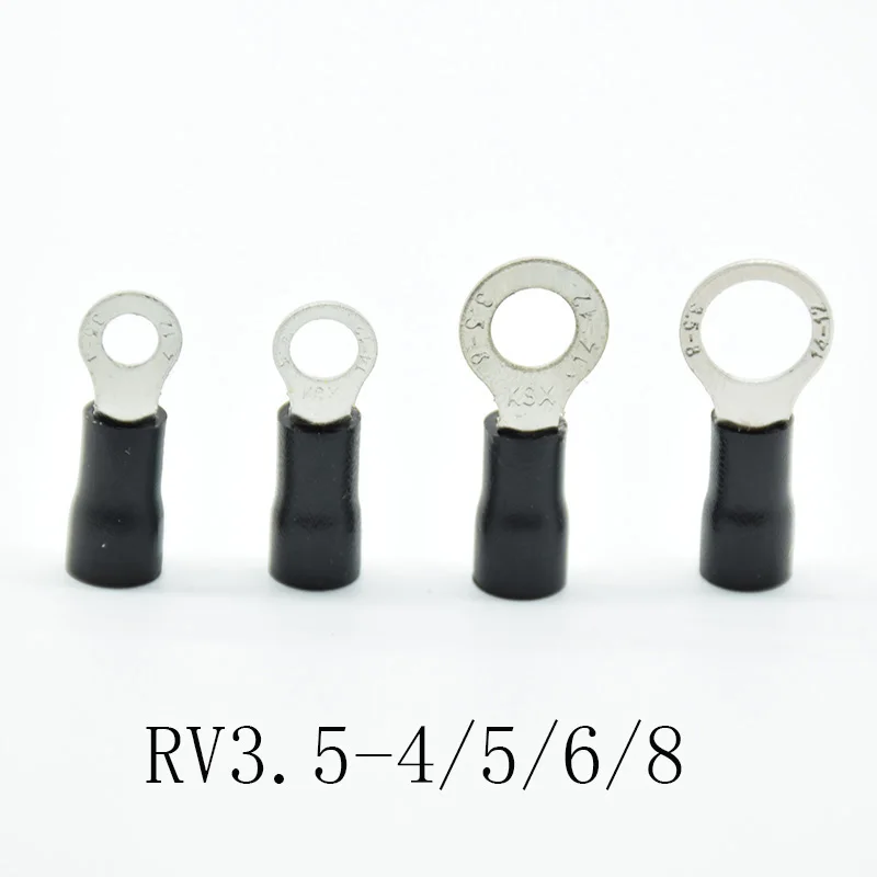 50 шт. черное кольцо обжимной изоляции RV3.5-4 RV3.5-5 RV3.5-6 3,5-8 жильный кабель соединитель AWG