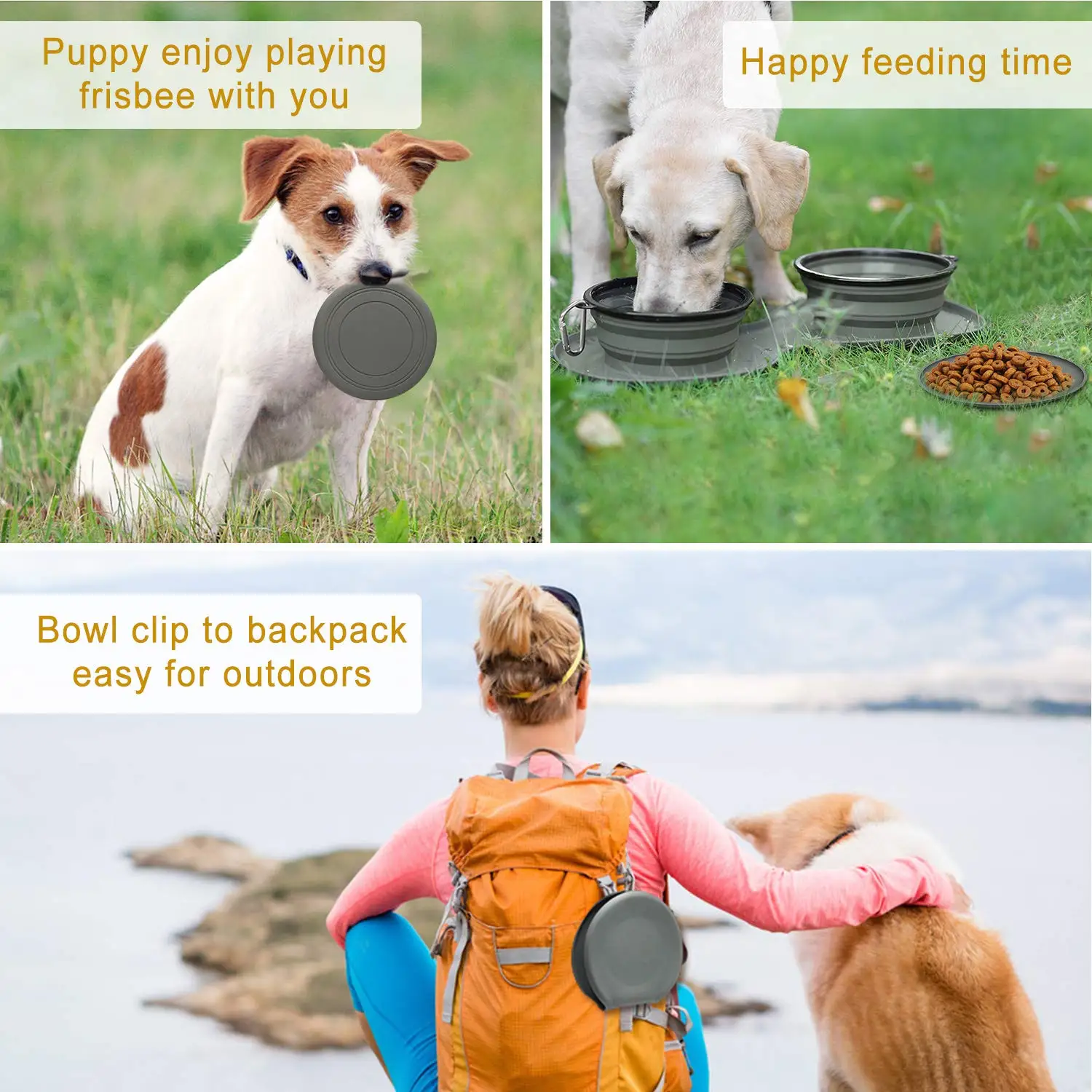 

Collapsible Pet Bowl Portable Slow Feeder Dog Bowl Foldable Silicone Cat Food Water Bowl Double Mat Outdoor Travel Pet Supplies