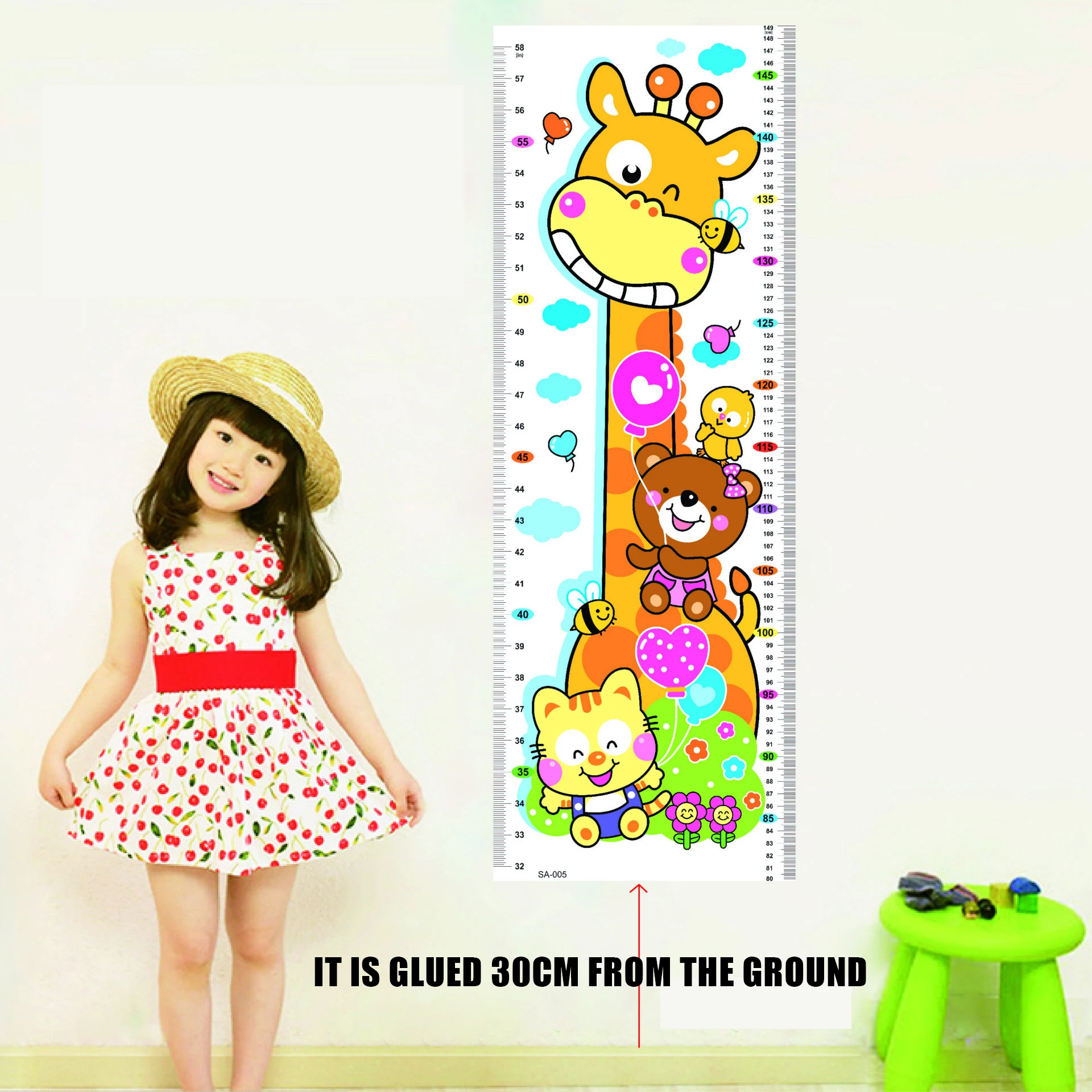 Наклейка на стену с диаграммой роста для детей мультяшный жираф Классическая