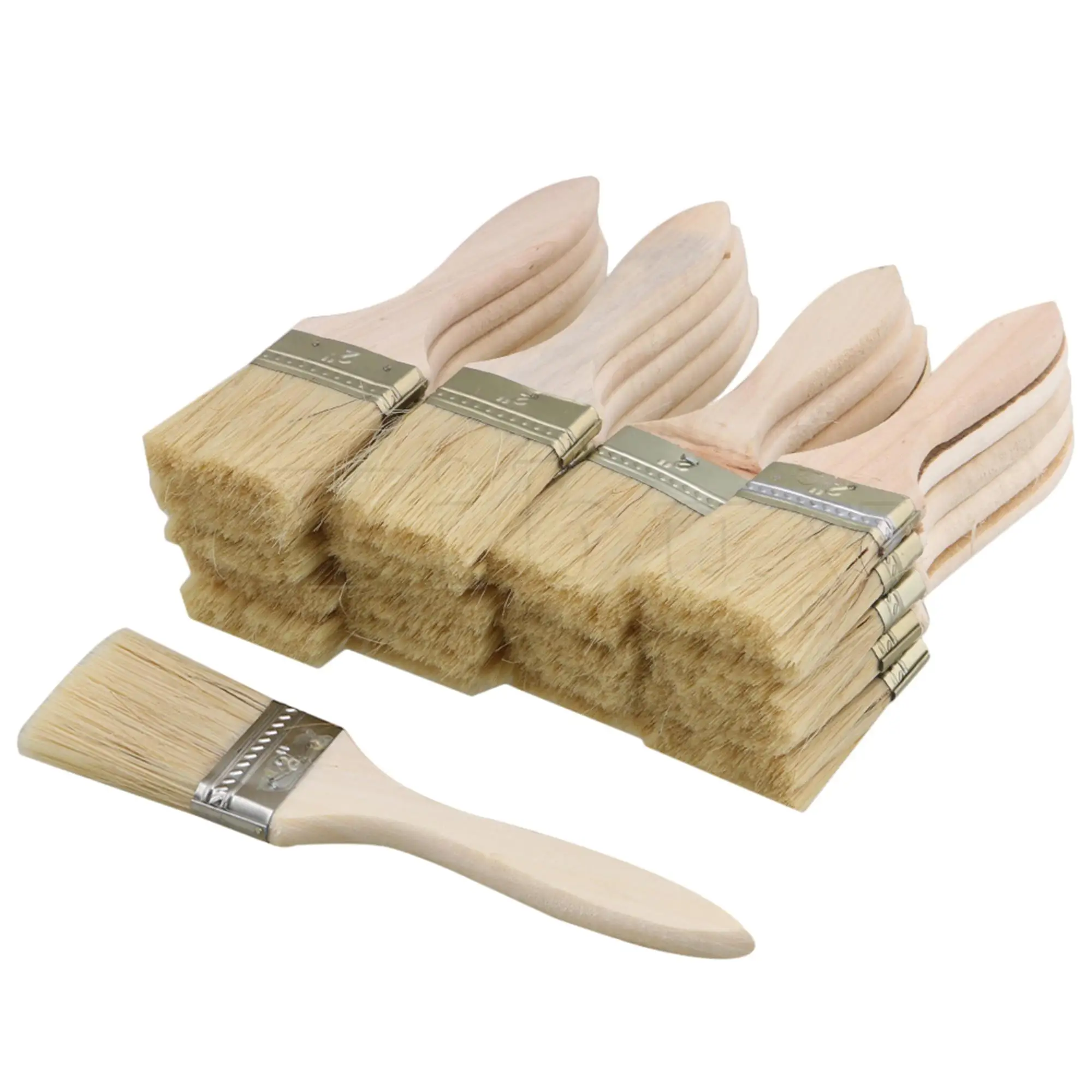 

20x Thick Wood Handle Brushes for Paint Stains Varnishes 17.5x4.5cm