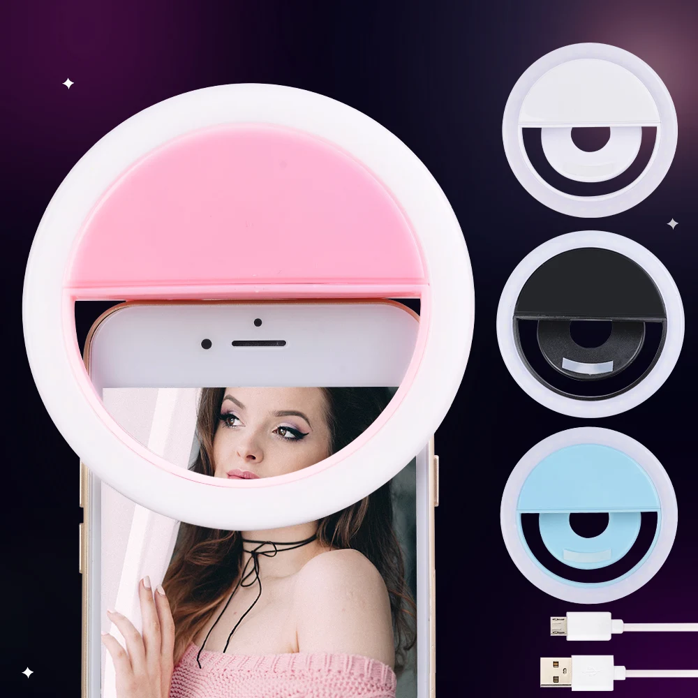 USB зарядка селфи портативная Вспышка светодиодная камера телефон фотография