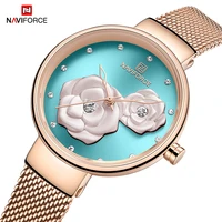 the new naviforce beautiful flower design women watches fashion casual crystal wrist watch ladies female luxury elegant watch