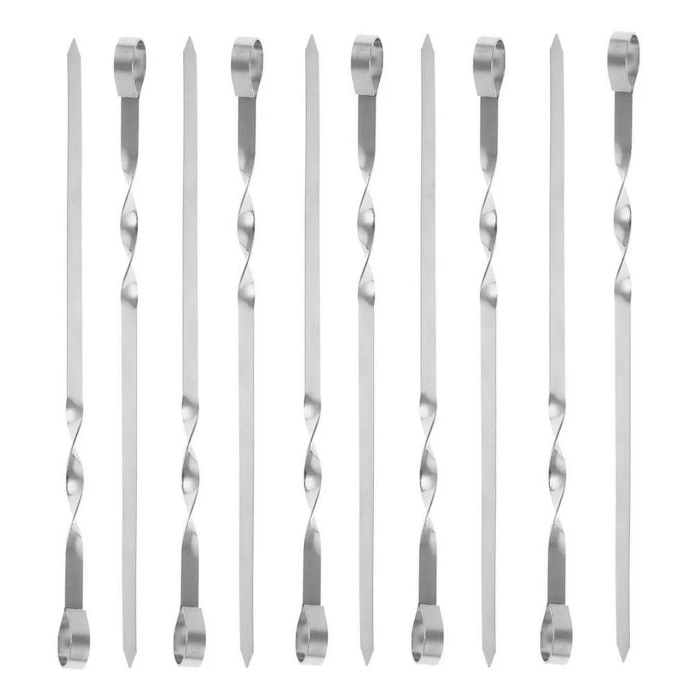 10 шт./компл. игла из нержавеющей стали для барбекю гриль кебаб плоские шпажки