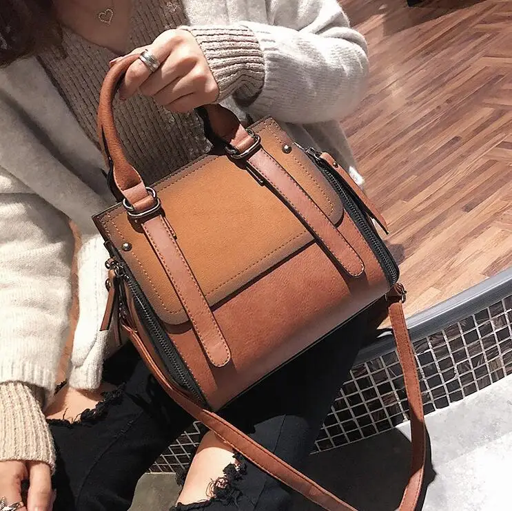 

European Style Fashion New Women Handbags 2019 High Quality Matte PU Leather Portable Shoulder Bag Ladies Hit Color Big Tote Bag