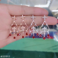 kjjeaxcmy fine jewelry natural ruby 925 sterling silver women earrings support test luxury