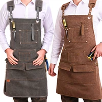 durable goods heavy duty unisex canvas work apron with tool pockets cross back straps adjustable for woodworking painting