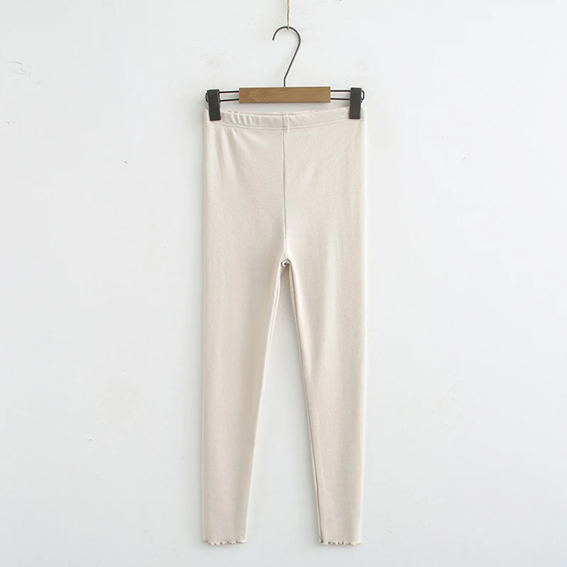 

Large Size Women's Legging 2019 New Autumn Casual Pants New High Elastic Knitting Thread Lotus Leaf Pure Color Leggings