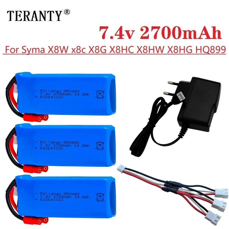 Аккумуляторная батарея Lipo 7 4 В 2700 мАч с зарядным устройством в USB для Syma X8C X8W X8G X8 RC