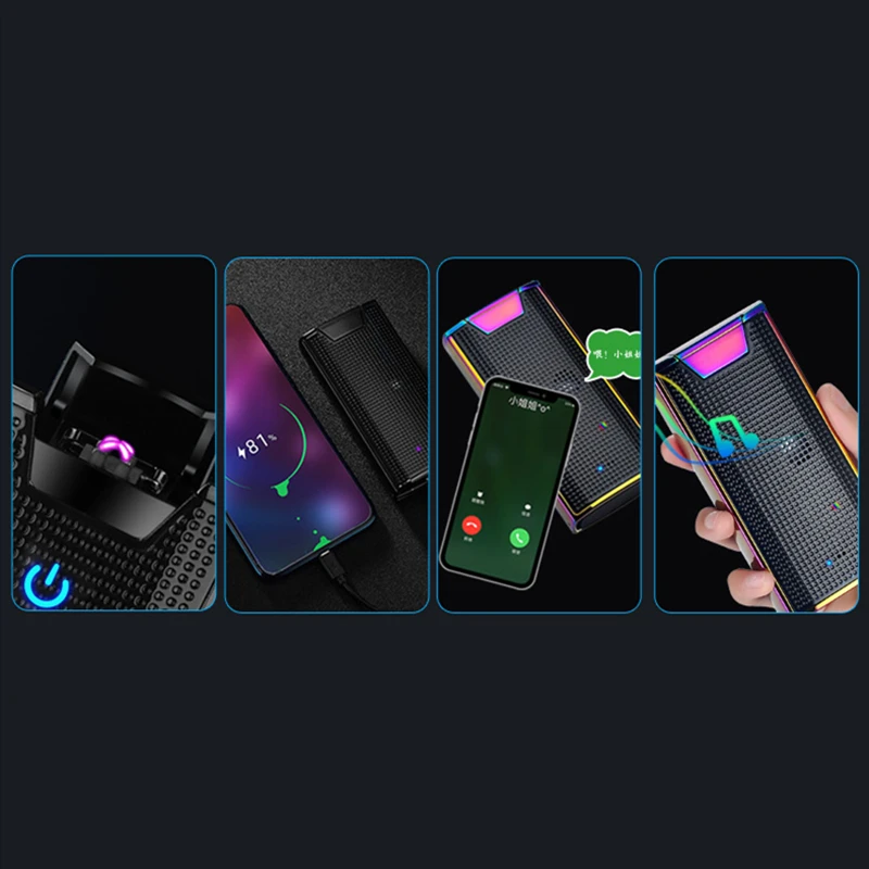 Electric Lighter with power bank dual arc Bluetooth TM sound rechargeable windproof smoking accessories Christmas men gift | Дом и сад
