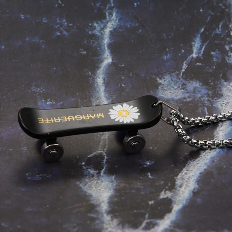 Черное ожерелье из нержавеющей стали Kpop колье с подсолнухом и надписью для