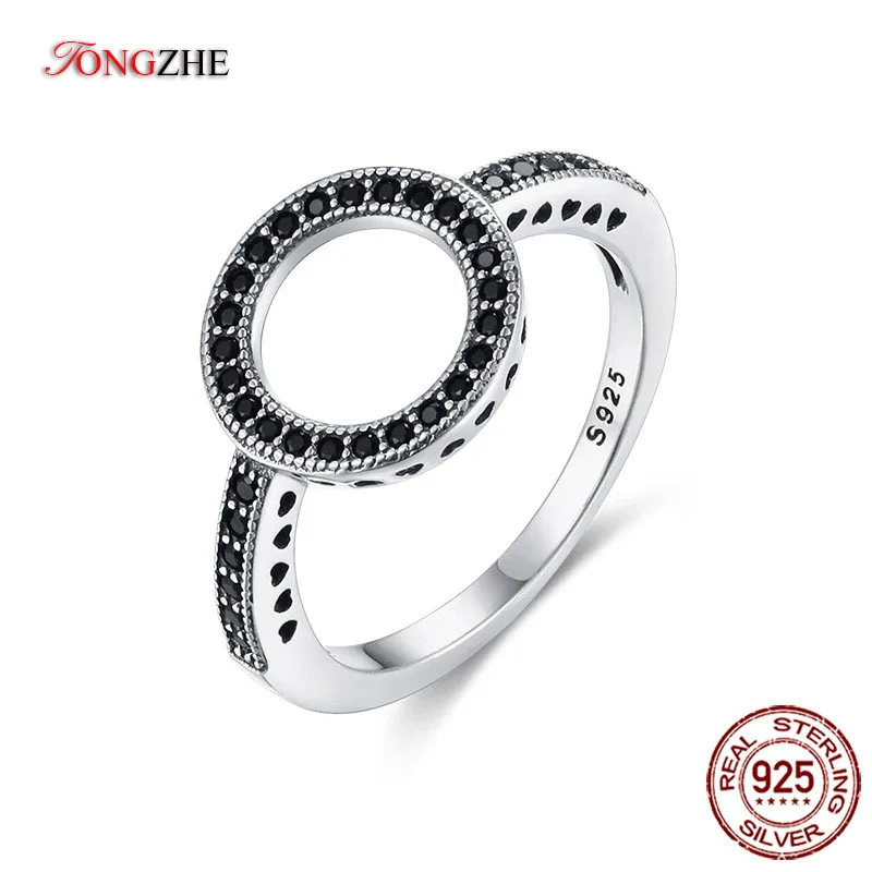Женское Винтажное кольцо TONGZHE серебряное с сияющим сердцем из стерлингового