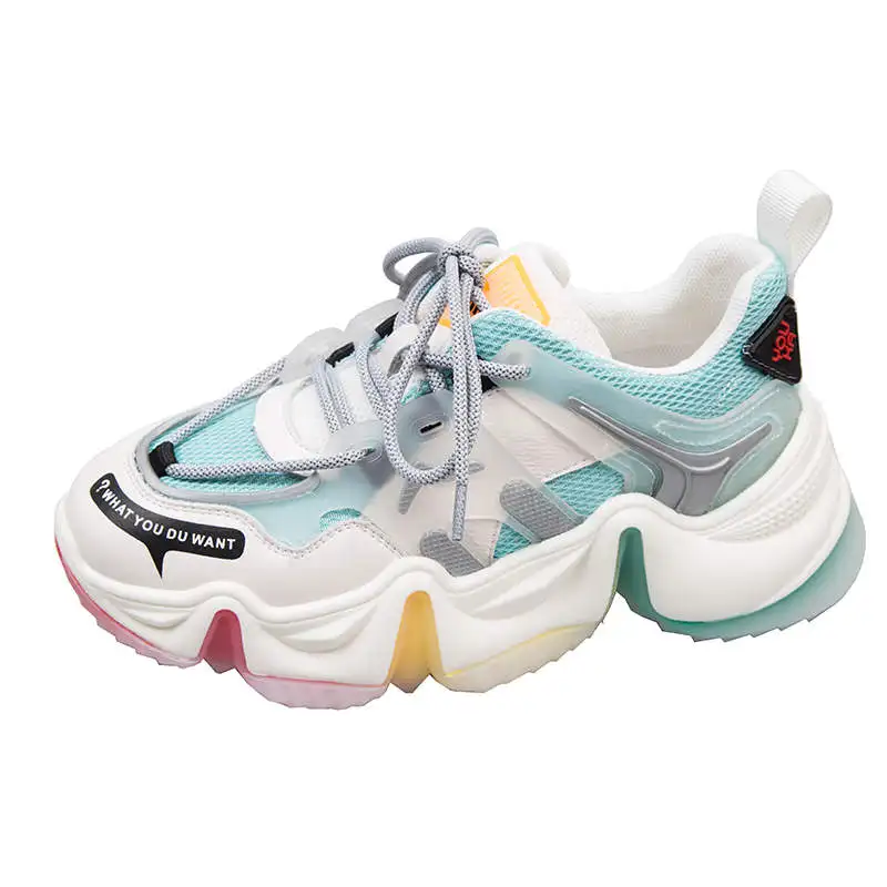 

Женские кроссовки на массивной подошве, летние дышащие кроссовки радужной расцветки на вулканизированной подошве, повседневная обувь для ...