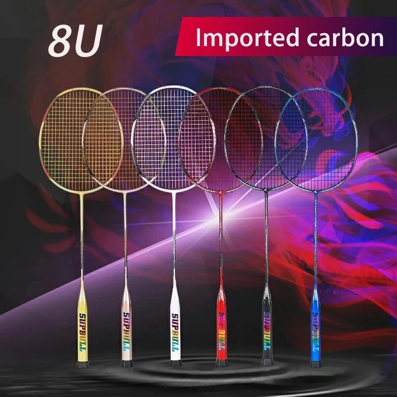 

Professional 8U Badminton Racket Carbon Fiber Ultralight Badminton Racquet G4 Offensive Type 25-27 Lbs Training Sports With Bags