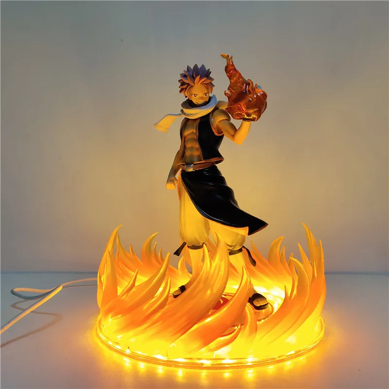 Japanese Anime Night Light Fairy Tail Figurine Natsu DIY Fire Effect LED Night Lamp for Kids Home Decorative Lamp Table Light