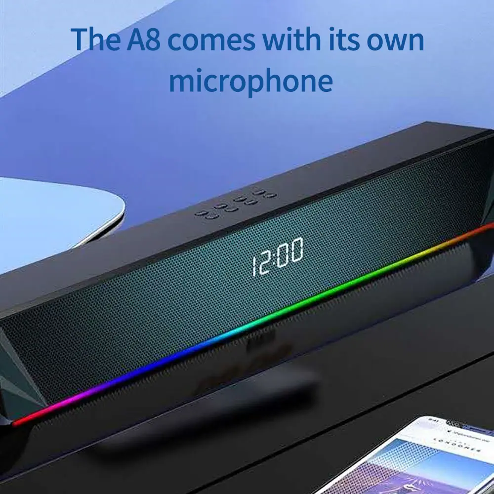 Светодиодный ная звуковая панель для телевизора будильник AUX USB Беспроводная