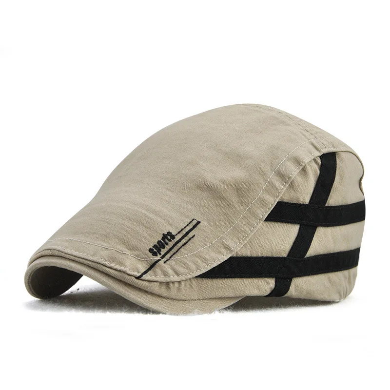 100% Cotton Berets Caps for Men Casual Striped Visors Sun Hats Gorras Planas Unisex Hat
