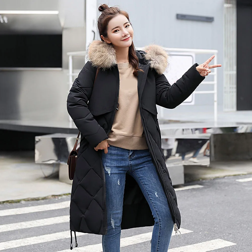 Женское зимнее теплое пальто из искусственного меха с капюшоном Толстая теплая