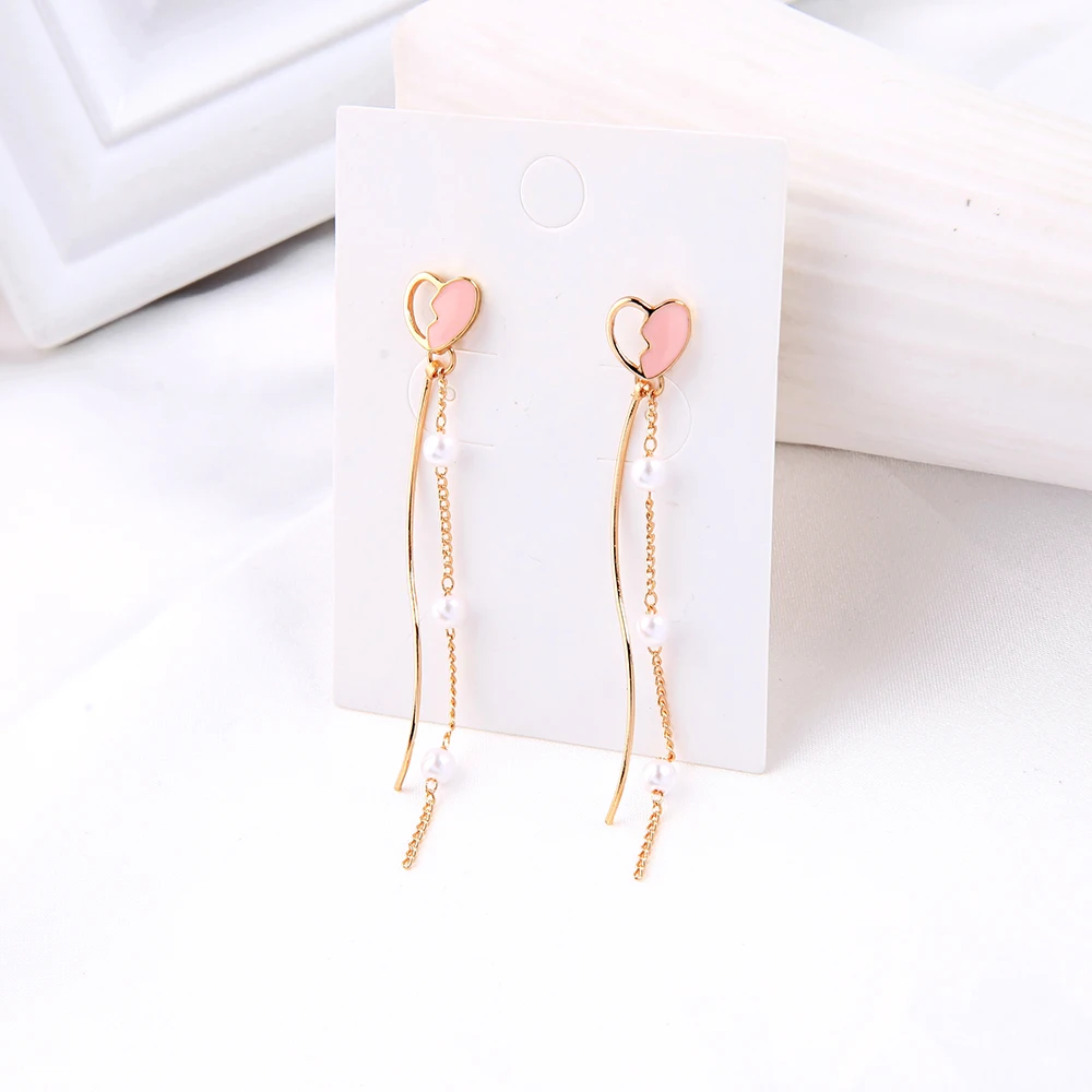 $1 сердце Earrinngs золото Цвет длинные Позолоченные каплевидные серьги с квадратными