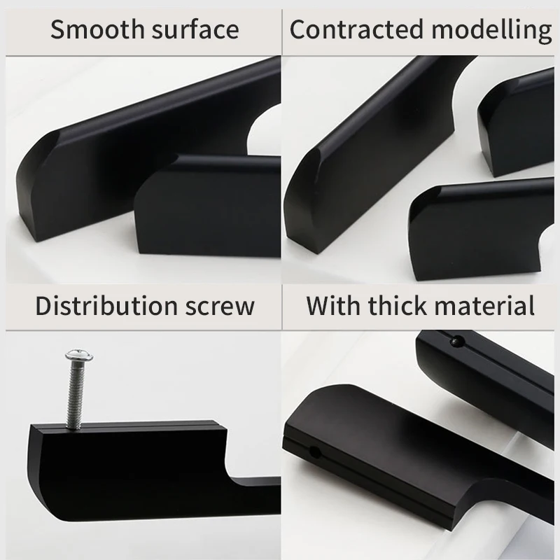 

Aluminum Alloy Wardrobe Black Wardrobe Door, Modern Minimalism, Handle, Drawer, Wardrobe, Pull Rod