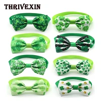 1pcs st patricks day dog collor bow tie adjustable puppy cat necktie bowties cute grooming product easter clover pets supplies