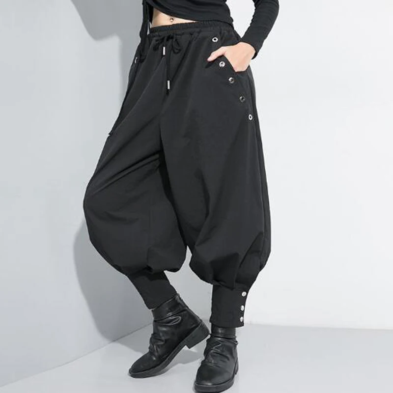 Женские Модные шаровары с заклепками хип-хоп танцевальные тренировочные брюки