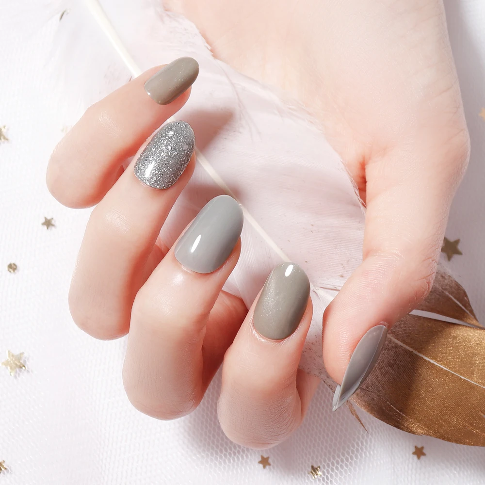 Прозрачные накладные ногти искусственные с клеем для наращивания квадратные