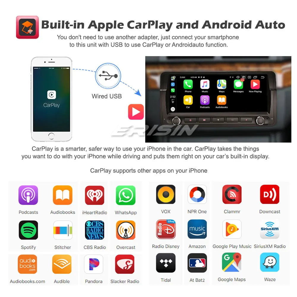 Erisin 8146 Android 10 0 автомобильное стерео DAB + GPS DSP CarPlay Bluetooth OBD Wifi 8 Core 4G для BMW 3 серии 3er E46