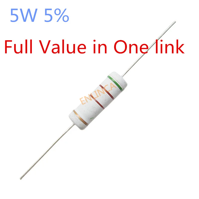 

10pcs Carbon Film Resistor 5W 5% 3.9 4.7 5.1 5.6 ohm 3R9 4R7 5R1 5R6 10 ohm 10R 5W