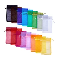 100pcs jewelry gift bags organza drawstrings bag rectangle christmas wedding party bags jewelry display pouches 15x10cm