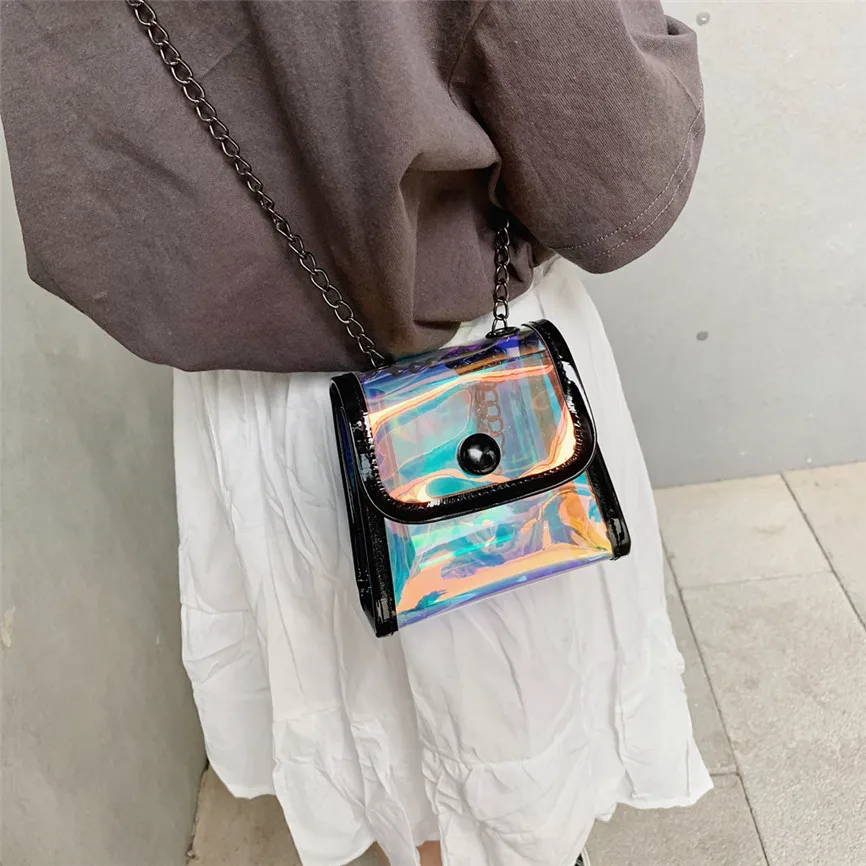 Роскошная детская прозрачная сумка через плечо с цепочкой кошелек для монет