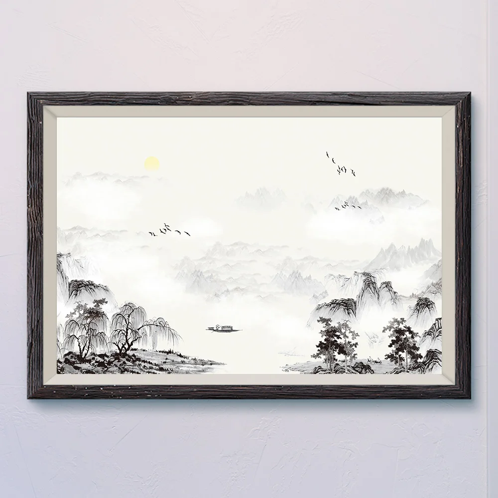 

14-5 Chinese Classical History Ink Landscape Painting Wall Silk HD Poster Art Decoration Gift