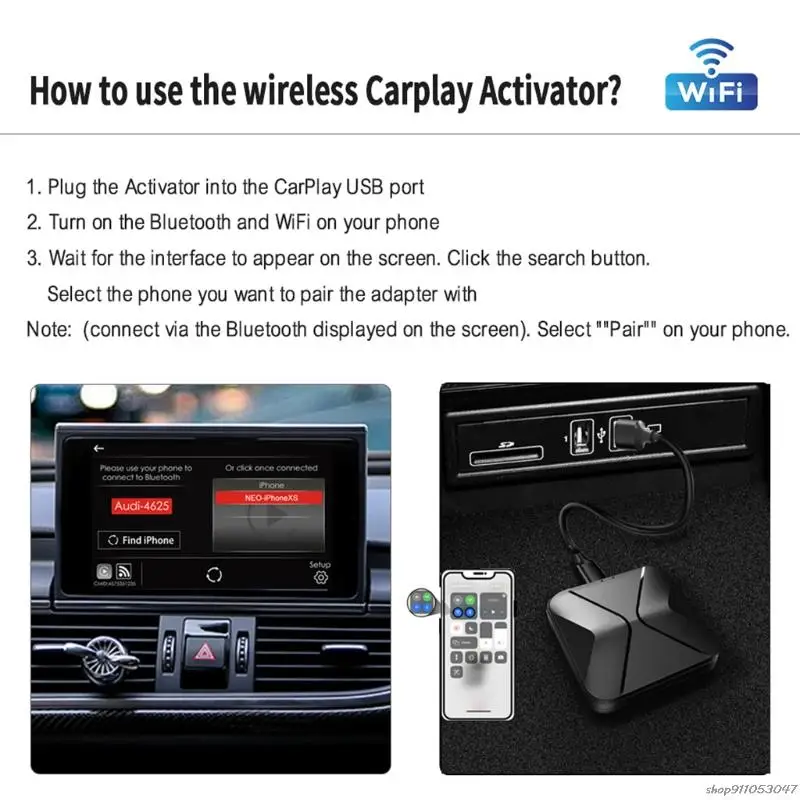 Беспроводной адаптер CarPlay Hicar Dongle совместимый с Bluetooth для Audi-навигации