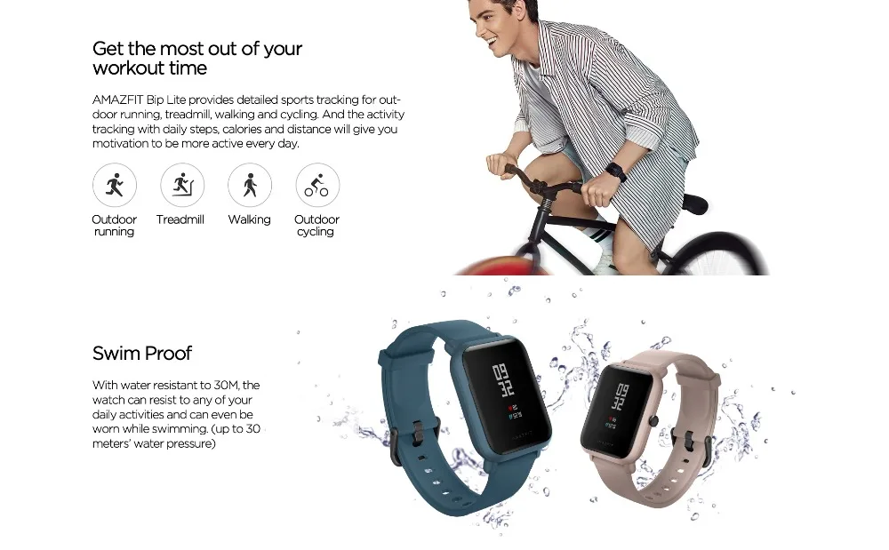 Amazfit Bip lite многоязычные Смарт-часы Пульс 45 дней Срок службы батареи 3 АТМ водонепроницаемые спортивные часы