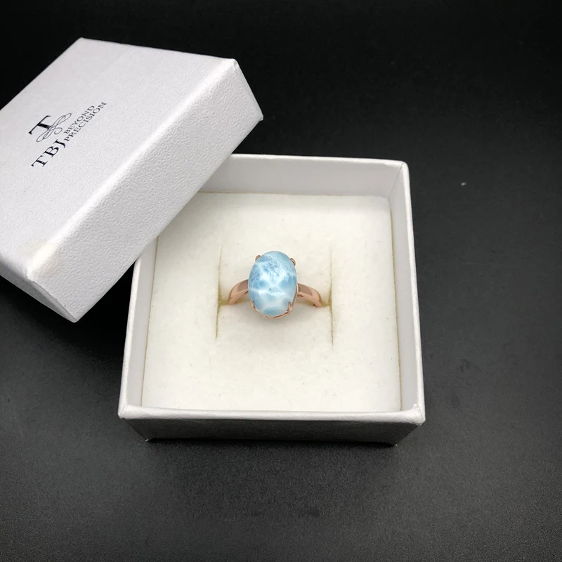 Новый стиль натуральный драгоценный камень овальной формы 10*14 мм ларимар кольца