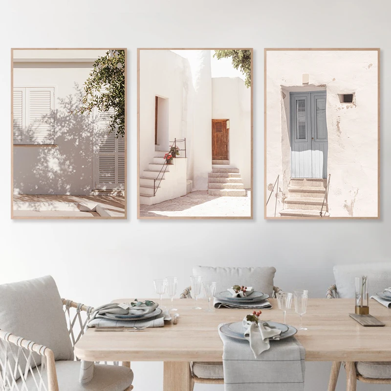 Плакаты с изображением испанской Пастельной деревни летние дорожные плакаты